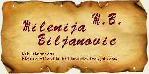 Milenija Biljanović vizit kartica